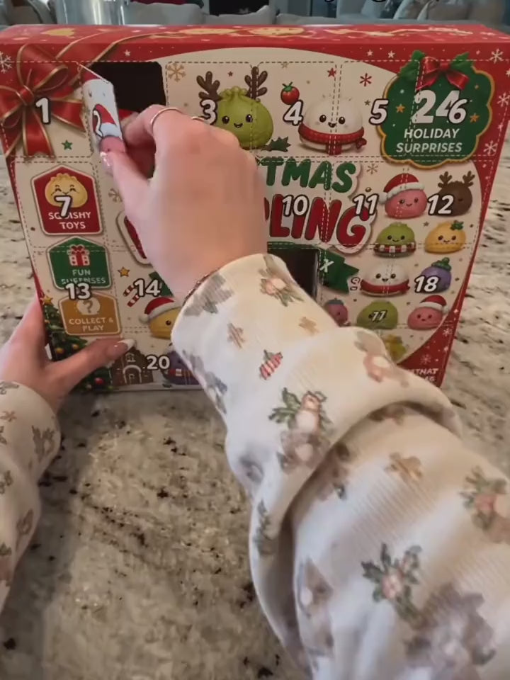 Opening the doors of the Christmas Dumpling squishy advent calendar