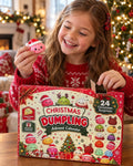 Girl opening a door of the Christmas Dumpling squishy advent calendar
